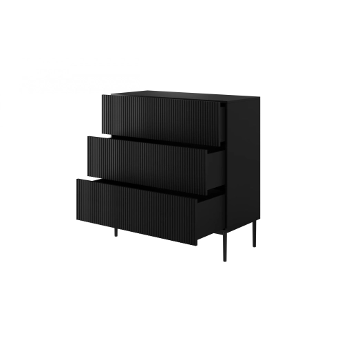Komoda z szufladami Nicole 100 cm - czarny mat / czarne nóżki